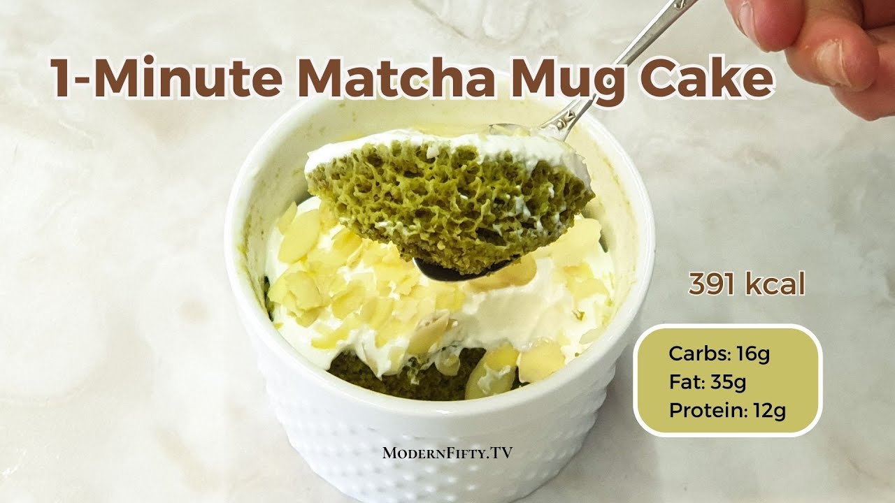Easy 1Minute Matcha Green Tea Mug Cake (Keto, Paleo, Lowcarb, Gluten