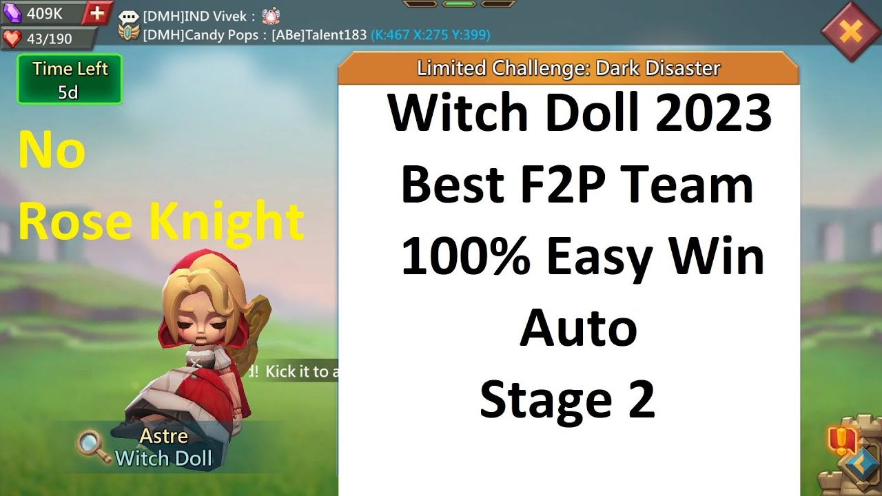 Lords Mobile Witch Doll 2023: Best  F2P Team Stage 2 Auto Limited Challenge