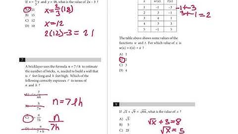 SAT Practice Test 6 Section 3: Math no calc (solutions & explanations)