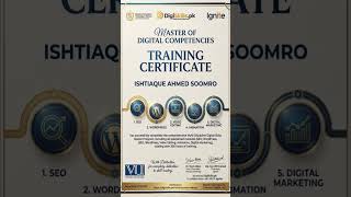 TRAINING CERTIFICATES | Digiskills.pk | Ishtiaque Ahmed Soomro AliWala