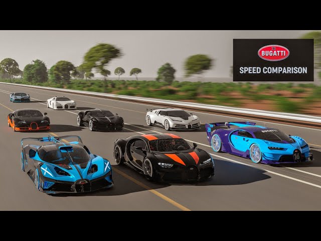 BUGATTI SPEED EVOLUTION COMPARISON 3D | Fastest BUGATTI 3d comparison class=