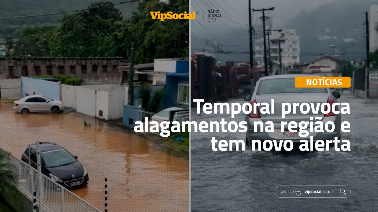 Temporal provoca alagamentos na região e tem novo alerta