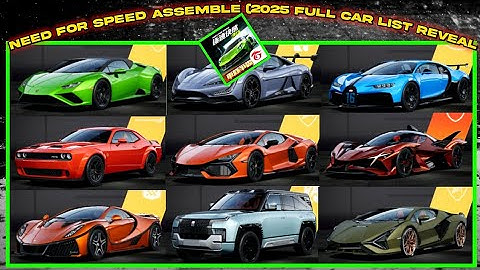 Need For Speed Assemble (2025) Full Car List Reveal