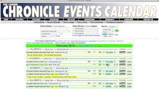 "Hover" to See More Information - The Canine Chronicle Events Calendar