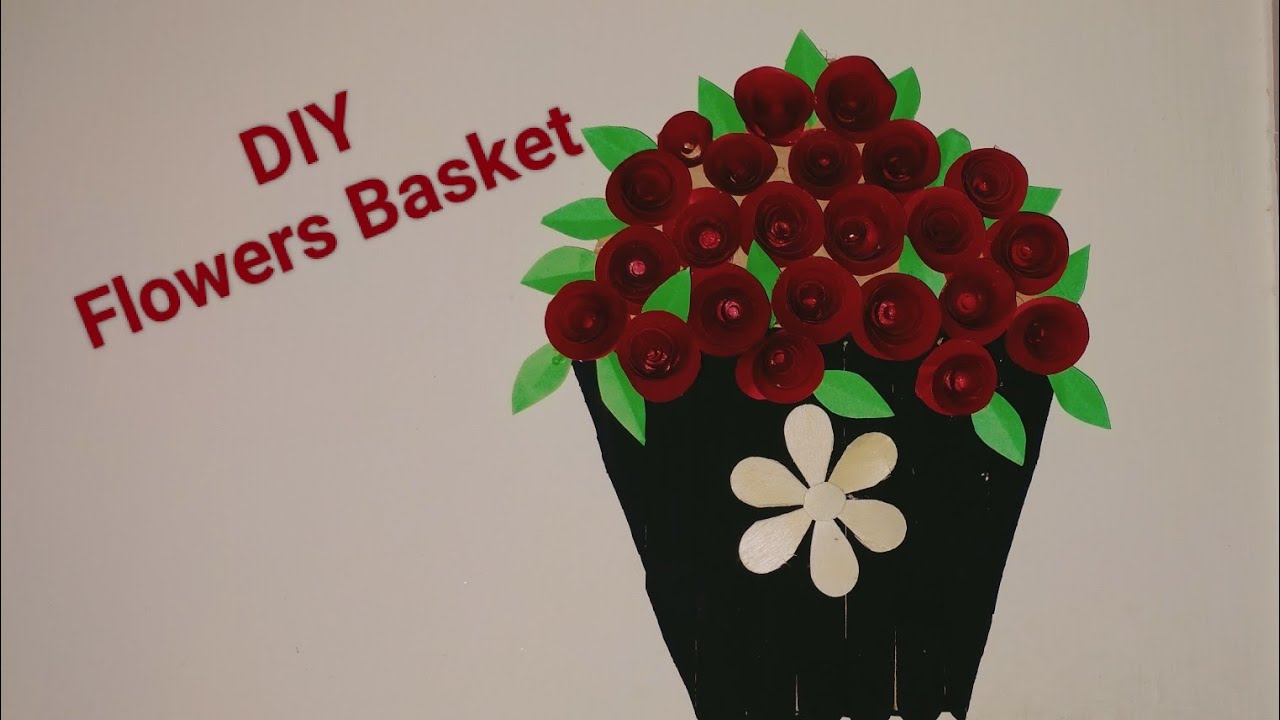 Diy flowers basket Ice cream stick Craft ideas Popsicle stick Craft ideas YouTube