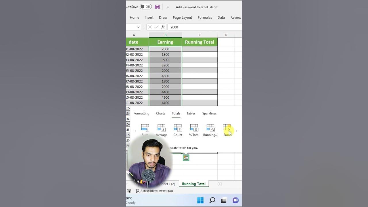 How to calculate running totals in excel excel running total