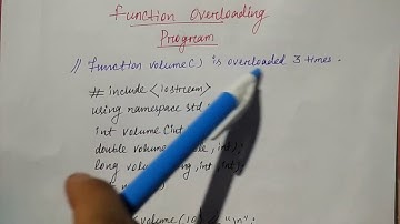 function overloading in c++ in hindi | Object Oriented C++ | Lec-49 | Niharika Panda