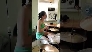 Four single backbeat patterns. (From a quarter-note ride to an 8th-note ride)