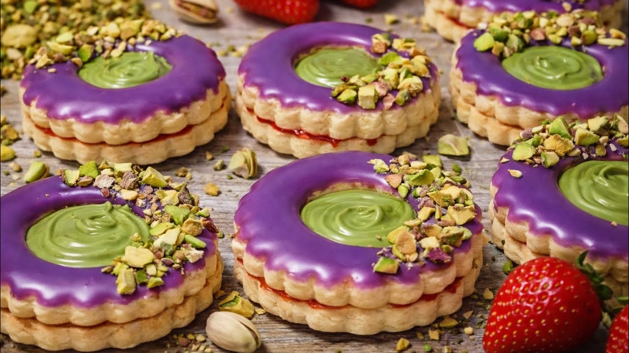 💙 حلوة جافة؟ لا…🤤 هاذي مؤامرة بيستاش وفراولة 🍓💚خبي الوصفة 