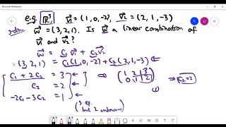 Exercises on the topics of linear combinations and spanning set of vectors
