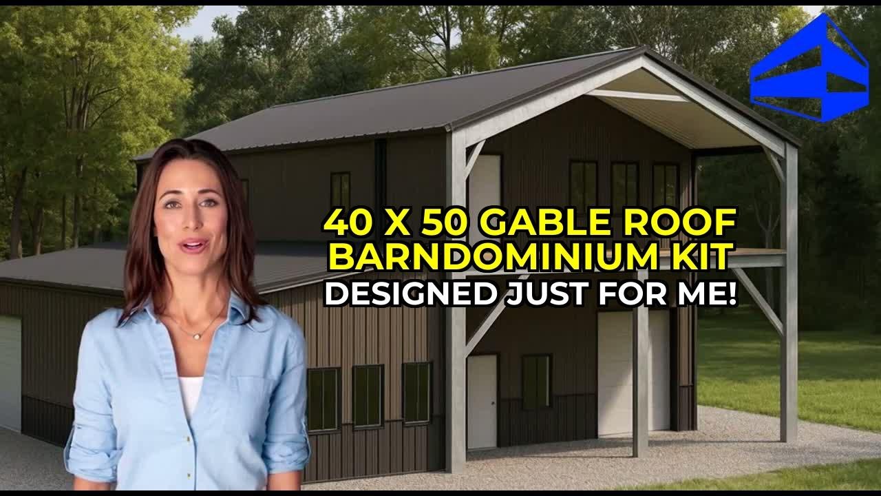 Luxury 40x50 Gable Roof Barndominium [Two-Story Kit with Lean-To]