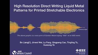 High Resolution Direct Writing Liquid Metal Patterns for Printed Stretchable Electronics