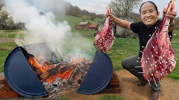 Bà Tân Vlog - Lần Đầu Làm Đùi Cừu Khổng Lồ Đóng Đinh Nướng Thùng Phi Đãi Cả Làng