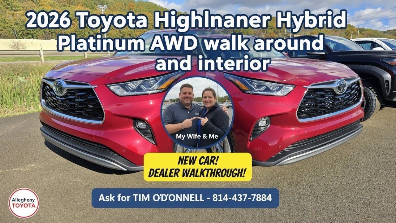 Внешний вид и интерьер Toyota Highlander Hybrid Platinum AWD 2026 года.