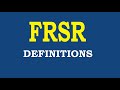 FRSR Definitions