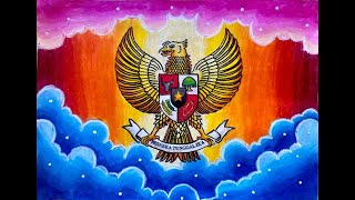 Mewarnai gradasi warna gambar Garuda dengan Oil Pastel Crayon dan Crayon Silky Grasp Eps. 10