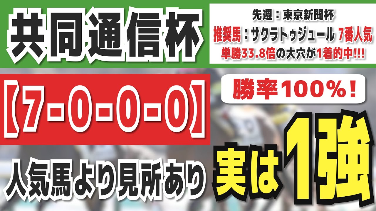 共同通信杯2024】実は1強「7-0-0-0」勝率100％の鉄板データ発見！昨年 