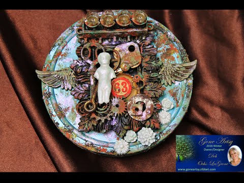 Finnabair Art Essentials Rust Effect Mixed Media Movie Reel Tin - YouTube