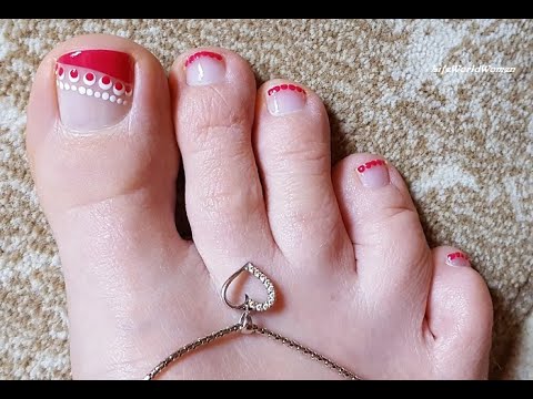 Classic Red & White Nail Art On Toes! / Lacy Toenails French Manicure -  Youtube