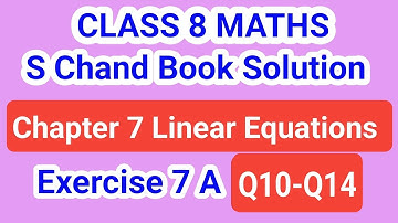Class 8 Math, Chapter 7 Linear Equations, Exercise 7 A, S Chand Book Solution #class8maths #schand