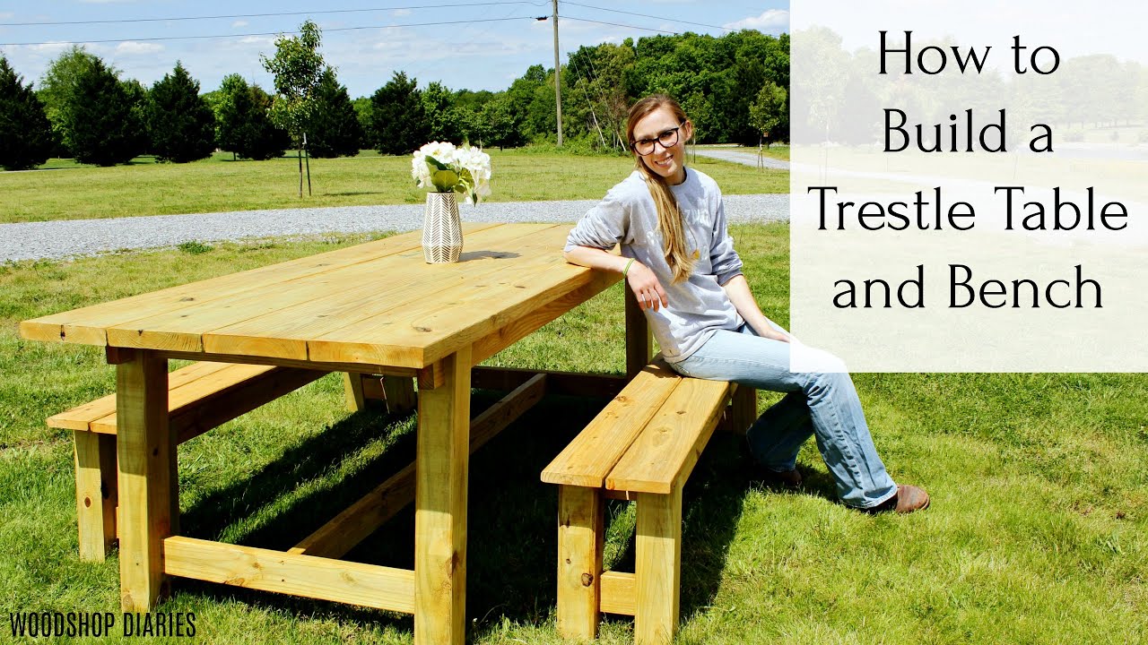 How To Build A Trestle Table And Bench, How To Make A Garden Bench Table