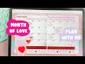 Digitally Plan with me February Valentine&#39;s Day Theme  monthly layout | Mimimellieco