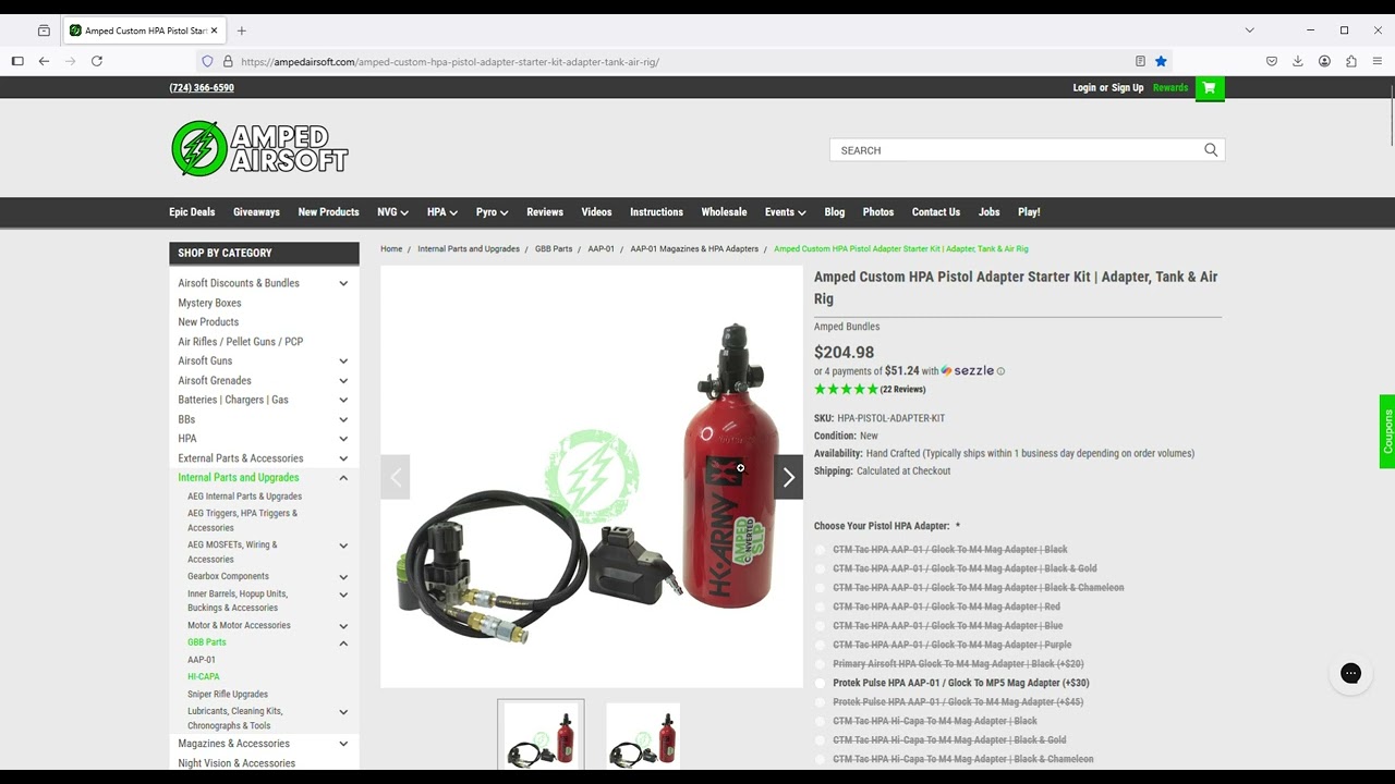 Amped Custom HPA Pistol Starter Kit for Glock AAP 01 or Hi Capa — Mozilla Firefox 2025 03 29 00 02 4