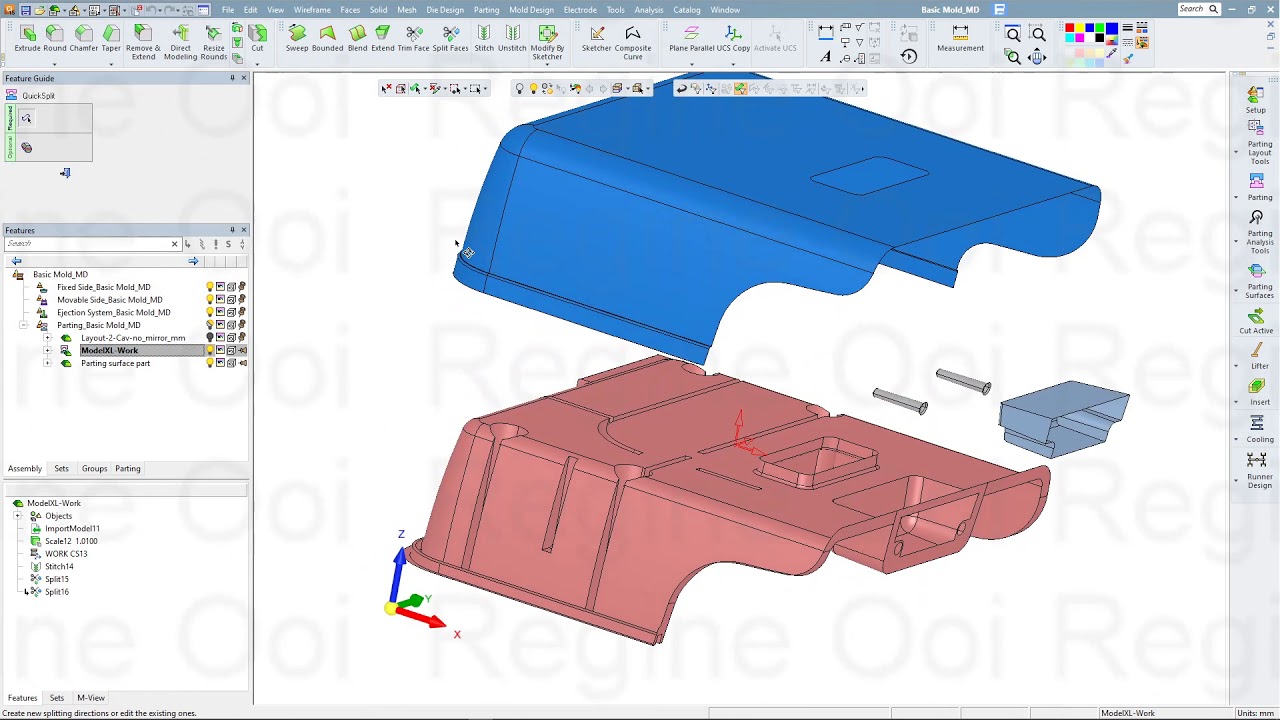 ID2005061525 Tutorial CAD Mold Design 2 define split direction - YouTube
