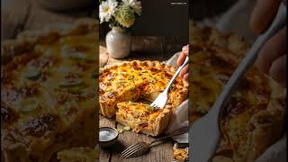 kimchi cheddar custard pie with golden crust 😋
