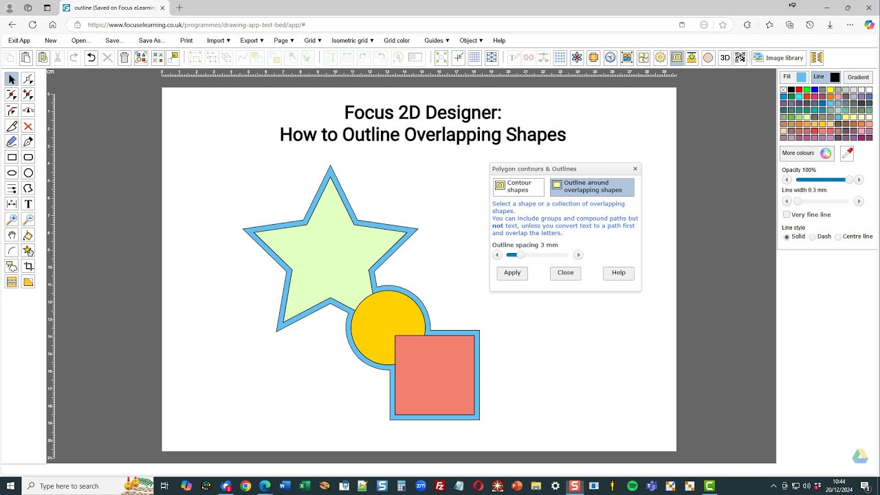 How to Add an Outline to Overlapping Shapes in Focus 2D Designer - YouTube