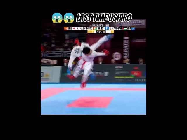 Wow 😱😱 Last Time Ushiro Ura Mawashi Geri  | Karate Fight | WKF #karate #kumite #shorts #martialarts class=