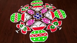 Dot Rangoli: 17x3x3 dots |  Bhogi Kundala Muggulu || Sankranthi Muggulu || Easy Pongal Pot rangoli
