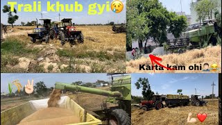 Kanak di waddi shuru🌾|| 855 4x4 tu traali ni nikli kanak di😢 || combine diya hoyia breaka fail🤦🏻‍♂️