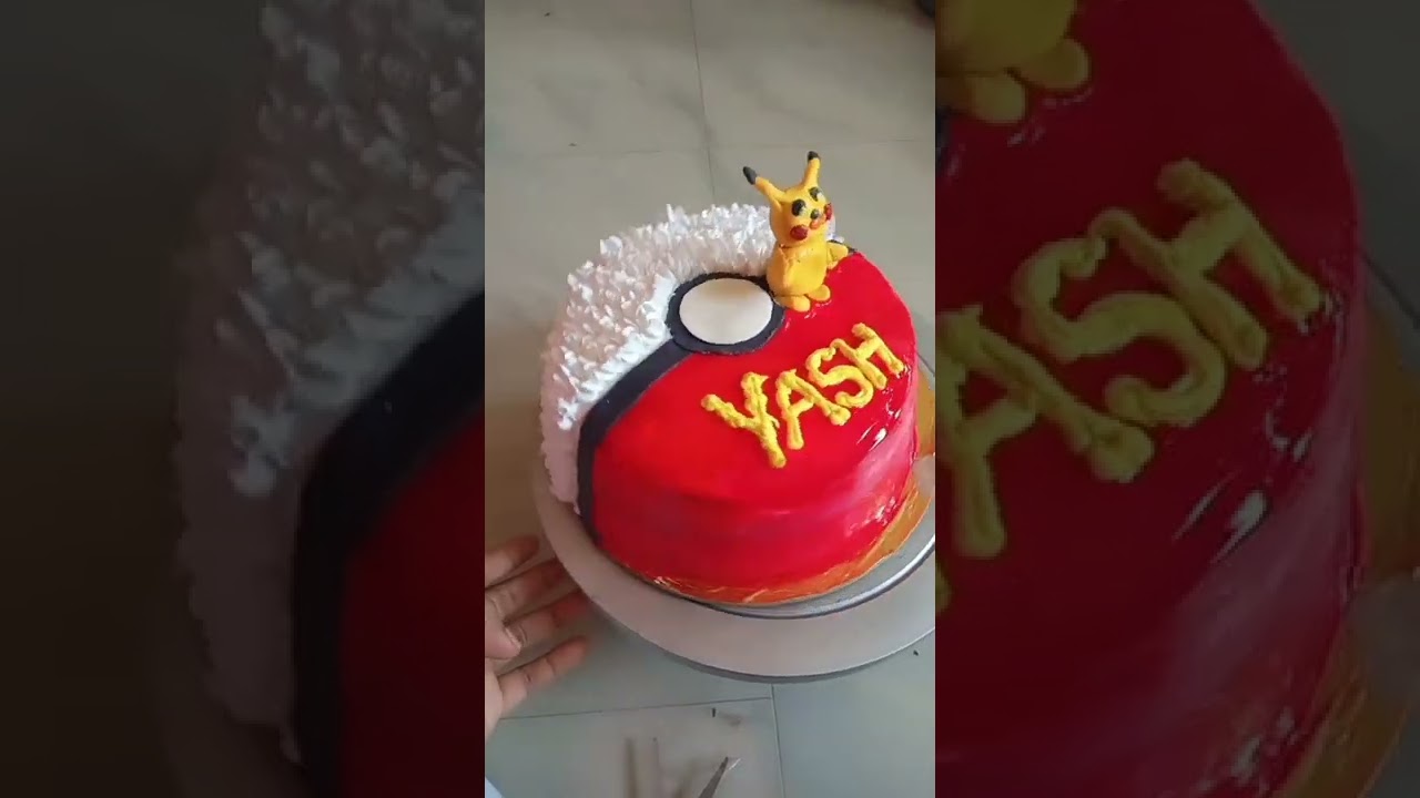 Home made delicious strawberry cake (Pokemon cake) 