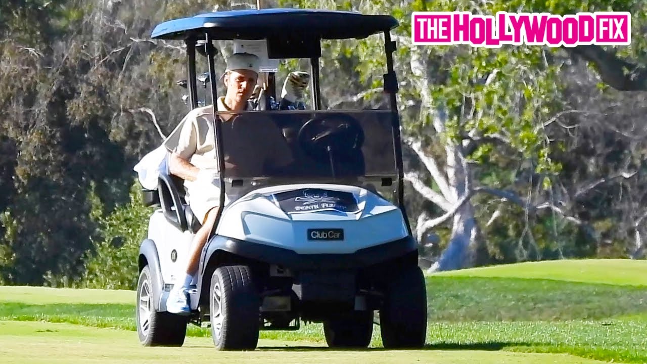 Justin Bieber Channels His 'Let It Go' Music Video While Playing A Game Of Golf In Beverly Hills, CA