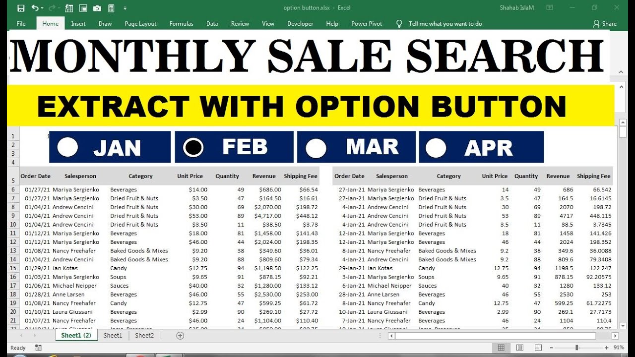 how to calculate month wise data in excel YouTube