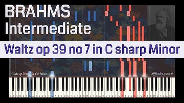 Johannes Brahms - Waltz op 39 no 7 in C sharp Minor | Synthesia Piano Tutorial | Library of Music