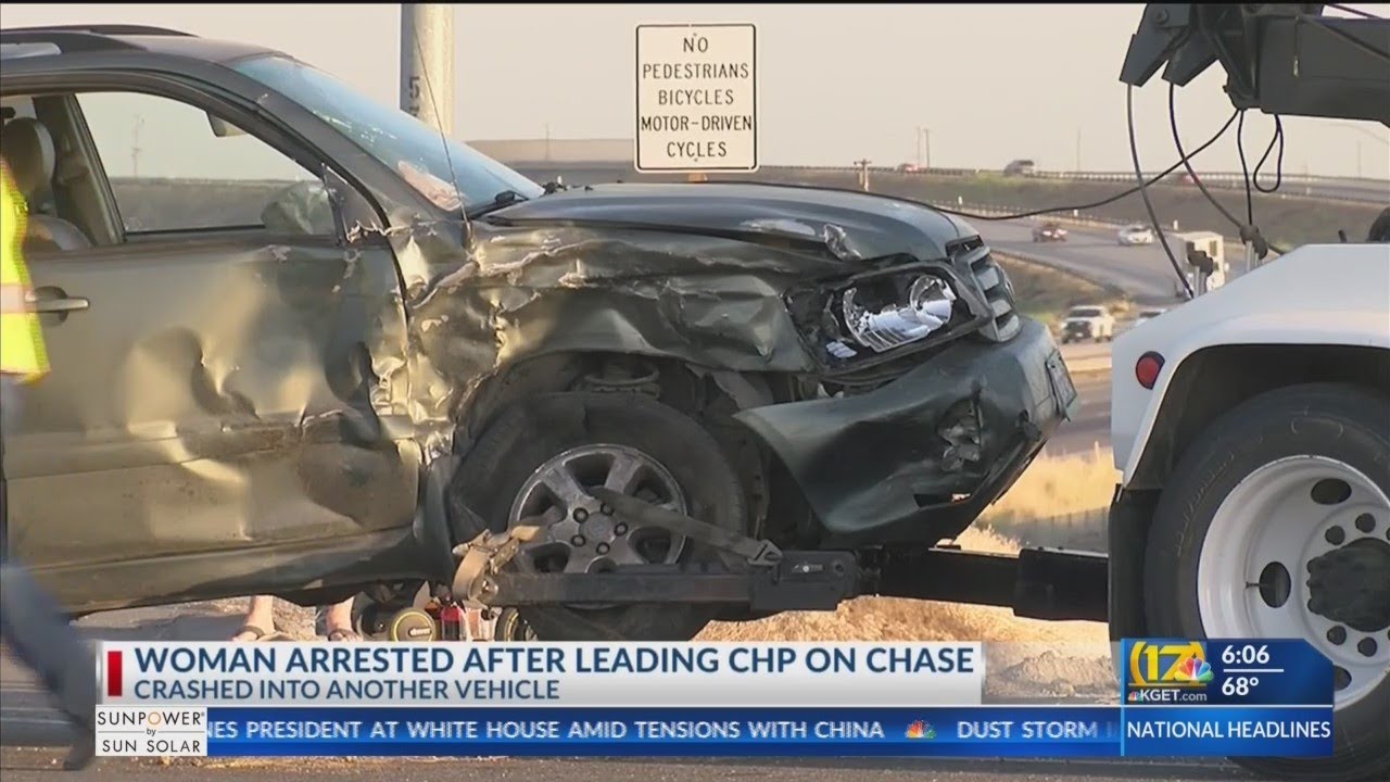 Woman arrested after leading CHP on chase and crashing into another car ...