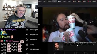 xQc Reacts to Asmongold Showing Off his Soda Collection from the Past Days
