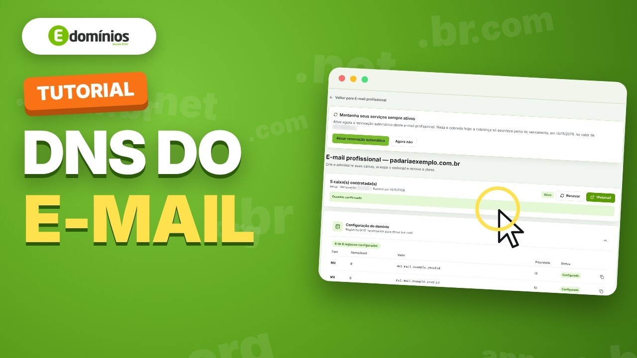 Vídeo: Configurar o domínio para o e-mail funcionar