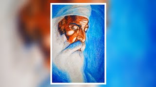 Guru Nanak Gurpurab : Guru Nanak Drawing In Oil Pastel | oil pastel for beginners screenshot 4