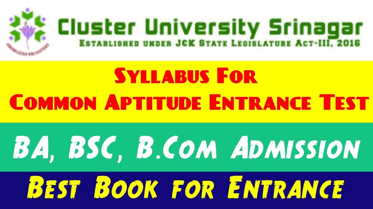 Syllabus For Common Aptitude Entrance Test For BA Bsc B Admission Cluster University