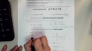 Linear Equations in Slope Intercept Form pg 1 Notes Video