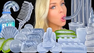 ASMR MUKBANG *Clear Food* Frog Eggs Jelly, Edible Perfume, Aloe Vera Jello Shots, Sprite Drink 먹방