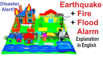 earthquake - fire - river flood alarm working model explanation in english disaster alert howtofunda