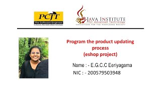 Web Project Task 14 | eshop web application | Java Institute | 1st Year | E.G.C.C Eeriyagama Wealth
