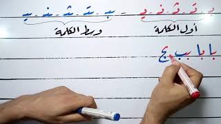 كتابة الخط العربي كتابة خط الرقعة (الخمسة حروف ( ب ت ث ن ى )متمثلة فى السنة مع الحروف الابجدية كاملة