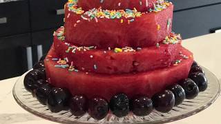 Raw Vegan fruit cake - Watermelon carving by Taty’s Lifestyle 3,242 views 6 years ago 3 minutes, 37 seconds