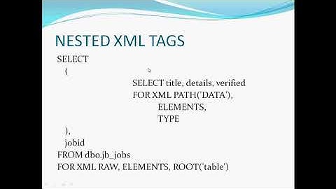 Tutorial (MSSQL):  Using XML In SQL Server