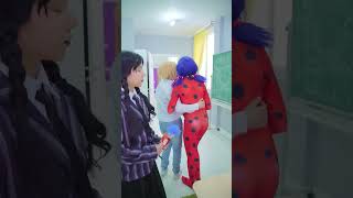 Wednesday Addams vs  Ladybug! حارب من أجل سوبر كات 🔥 #trending #funny #wednesday